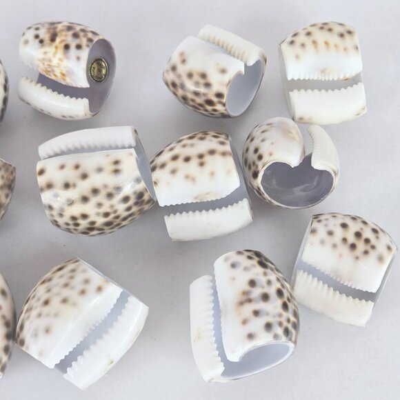 Set of 12 Cowrie Tiger Shell Napkin Rings Natural Seashell Table Decor Tableware - Picture 6 of 9
